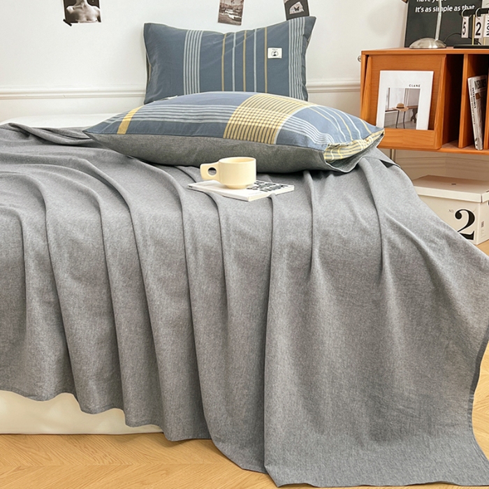 91家纺网 家纺一手货源 找家纺 （总）2025新款色织全棉水洗棉单床单柔软亲肤床单被套枕套床上用品