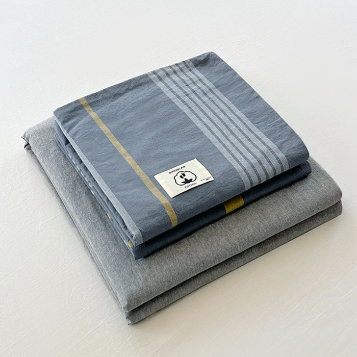 91家纺网 家纺一手货源 找家纺 （总）2025新款色织全棉水洗棉单床单柔软亲肤床单被套枕套床上用品