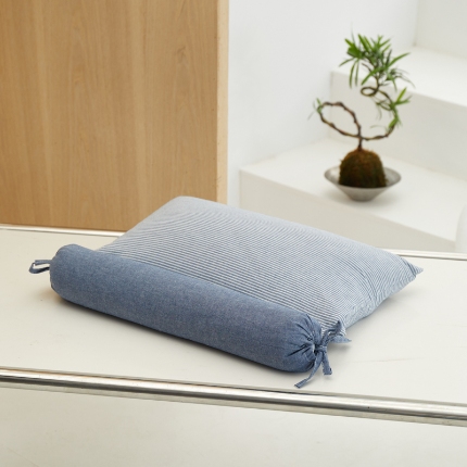 91家纺网 家纺一手货源 找家纺 （总）2025新款条纹牵引组合枕荞麦枕头枕芯 甜荞麦可拆分全棉荞麦组合牵引枕 荞麦引款2合1 枕头枕芯