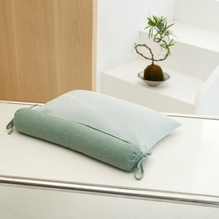 91家纺网 家纺一手货源 找家纺 （总）2025新款条纹牵引组合枕荞麦枕头枕芯 甜荞麦可拆分全棉荞麦组合牵引枕 荞麦引款2合1 枕头枕芯