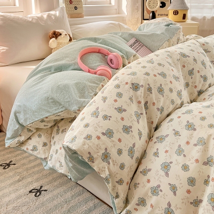 91家纺网 家纺一手货源 找家纺 （总）2025新款13070全棉纯棉小清新单被套床单枕套床品套件