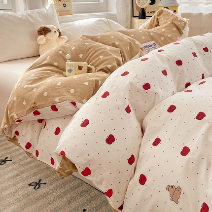 91家纺网 家纺一手货源 找家纺 （总）2025新款13070全棉纯棉小清新单被套床单枕套床品套件