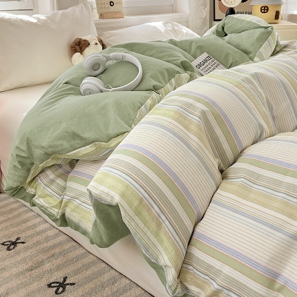 91家纺网 家纺一手货源 找家纺 （总）2025新款13070全棉纯棉小清新单被套床单枕套床品套件