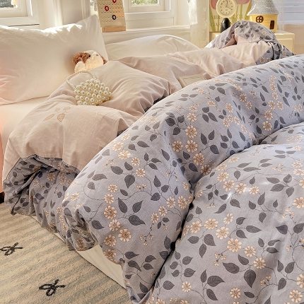 91家纺网 家纺一手货源 找家纺 （总）2025新款13070全棉纯棉小清新单被套床单枕套床品套件