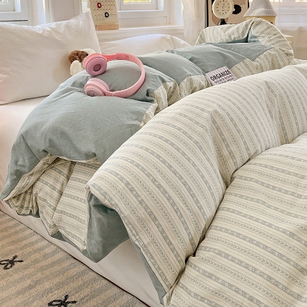 91家纺网 家纺一手货源 找家纺 （总）2025新款13070全棉纯棉小清新单被套床单枕套床品套件