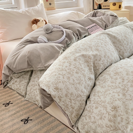 91家纺网 家纺一手货源 找家纺 （总）2025新款13070全棉纯棉小清新单被套床单枕套床品套件