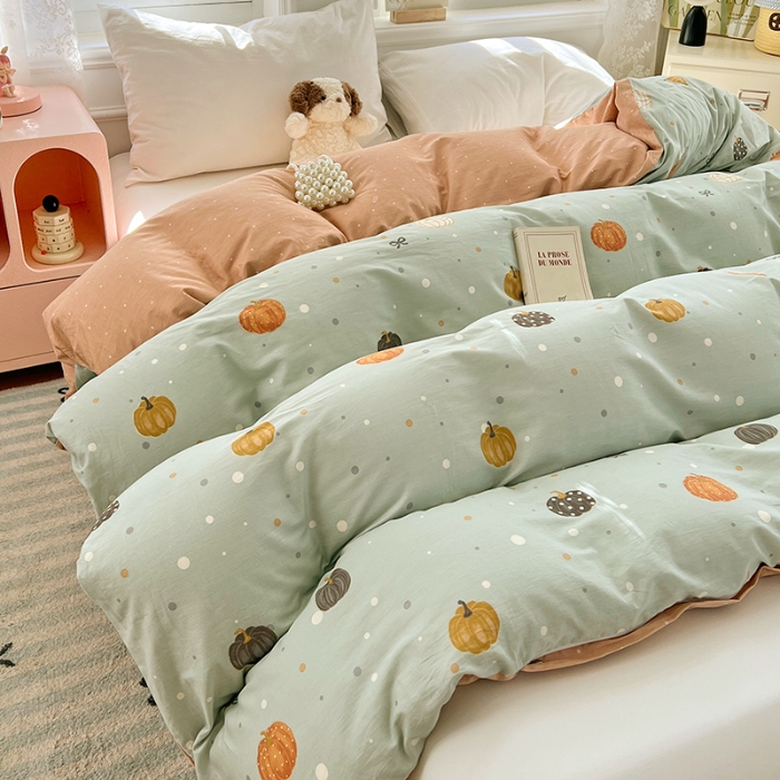 91家纺网 家纺一手货源 找家纺 （总）2025新款13070全棉纯棉小清新单被套床单枕套床品套件