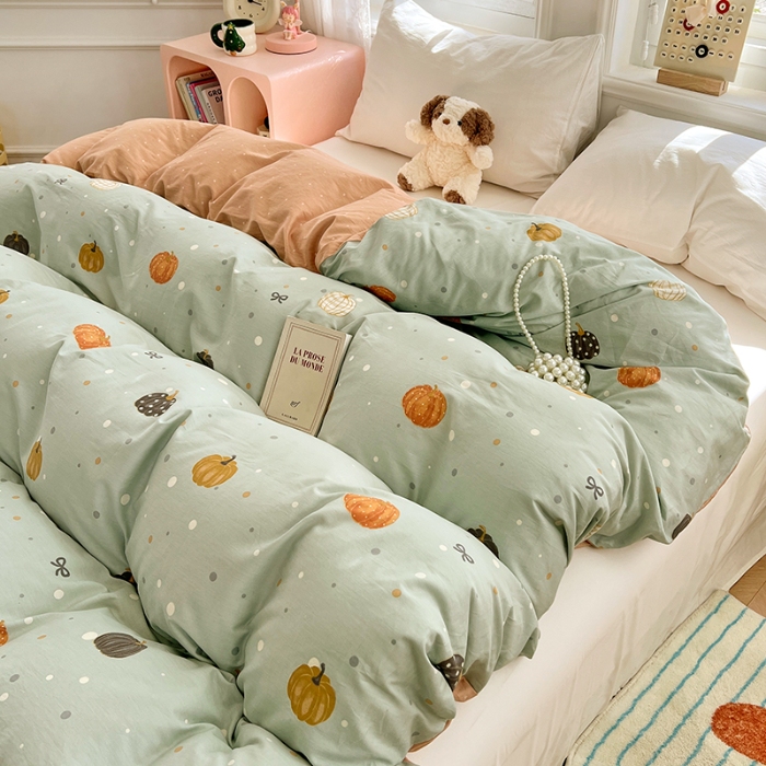 91家纺网 家纺一手货源 找家纺 （总）2025新款13070全棉纯棉小清新单被套床单枕套床品套件