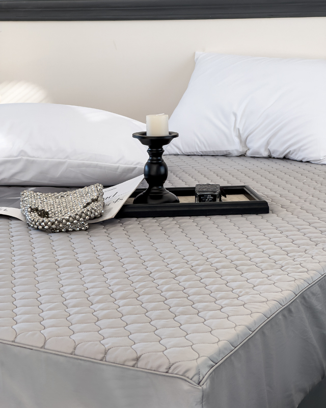 91家纺网 家纺一手货源 找家纺 安芯丝60S全棉夹棉床笠 抗菌防螨 灰色