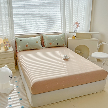 91家纺网 家纺一手货源 找家纺 （总）（总）2025新款13070全棉纯棉全包床笠柔软亲肤床垫套居家必备床上用品