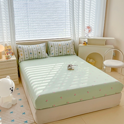 91家纺网 家纺一手货源 找家纺 （总）（总）2025新款13070全棉纯棉全包床笠柔软亲肤床垫套居家必备床上用品