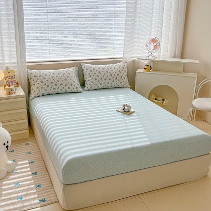 91家纺网 家纺一手货源 找家纺 （总）（总）2025新款13070全棉纯棉全包床笠柔软亲肤床垫套居家必备床上用品