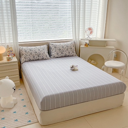 91家纺网 家纺一手货源 找家纺 （总）（总）2025新款13070全棉纯棉全包床笠柔软亲肤床垫套居家必备床上用品