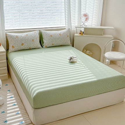 91家纺网 家纺一手货源 找家纺 （总）（总）2025新款13070全棉纯棉全包床笠柔软亲肤床垫套居家必备床上用品