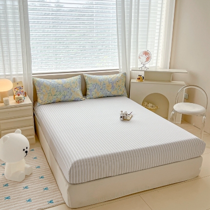 91家纺网 家纺一手货源 找家纺 （总）（总）2025新款13070全棉纯棉全包床笠柔软亲肤床垫套居家必备床上用品