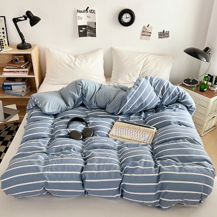 91家纺网 家纺一手货源 找家纺 （总）（总）2025新款无印风印花水洗棉单被套软糯亲肤被套床单枕套单品系列床上用品