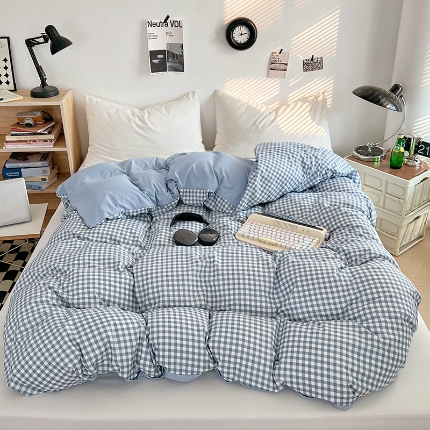 91家纺网 家纺一手货源 找家纺 （总）（总）2025新款无印风印花水洗棉单被套软糯亲肤被套床单枕套单品系列床上用品