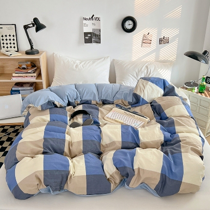 91家纺网 家纺一手货源 找家纺 （总）（总）2025新款无印风印花水洗棉单被套软糯亲肤被套床单枕套单品系列床上用品