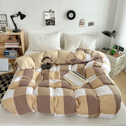 91家纺网 家纺一手货源 找家纺 （总）（总）2025新款无印风印花水洗棉单被套软糯亲肤被套床单枕套单品系列床上用品