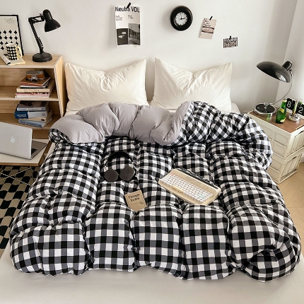 91家纺网 家纺一手货源 找家纺 （总）（总）2025新款无印风印花水洗棉单被套软糯亲肤被套床单枕套单品系列床上用品