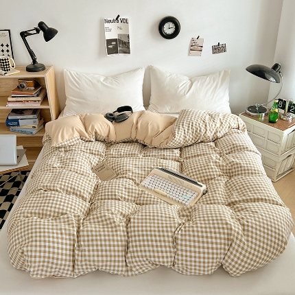 91家纺网 家纺一手货源 找家纺 （总）（总）2025新款无印风印花水洗棉单被套软糯亲肤被套床单枕套单品系列床上用品