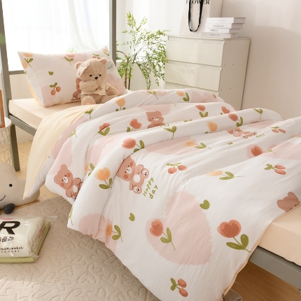 91家纺网 家纺一手货源 找家纺 （总）2025新款卡通小清新ins风学生六件套加厚柔软宿舍上下铺床上用品