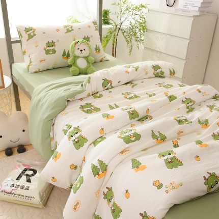 91家纺网 家纺一手货源 找家纺 （总）2025新款卡通小清新ins风学生六件套加厚柔软宿舍上下铺床上用品
