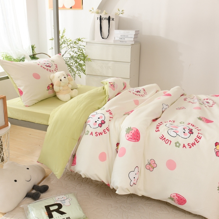 91家纺网 家纺一手货源 找家纺 （总）2025新款卡通小清新ins风学生六件套加厚柔软宿舍上下铺床上用品