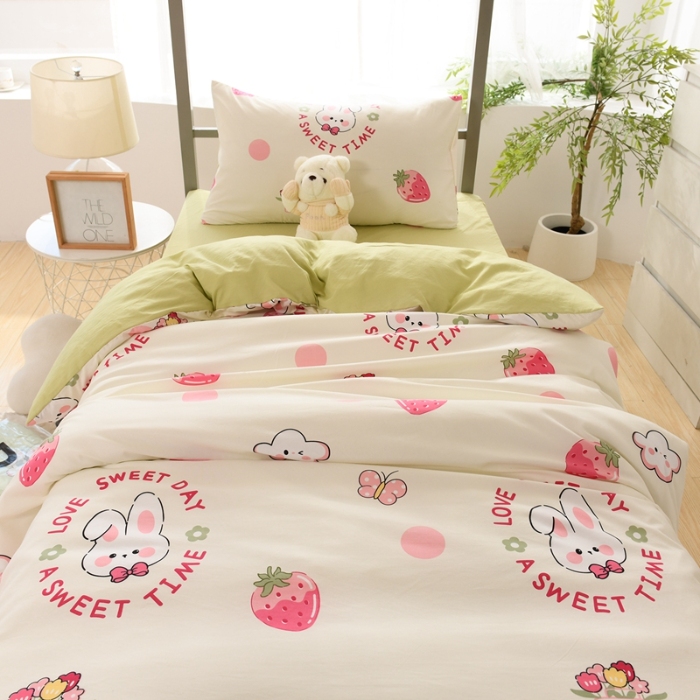 91家纺网 家纺一手货源 找家纺 （总）2025新款卡通小清新ins风学生六件套加厚柔软宿舍上下铺床上用品