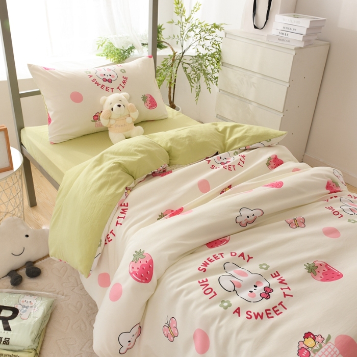 91家纺网 家纺一手货源 找家纺 （总）2025新款卡通小清新ins风学生六件套加厚柔软宿舍上下铺床上用品