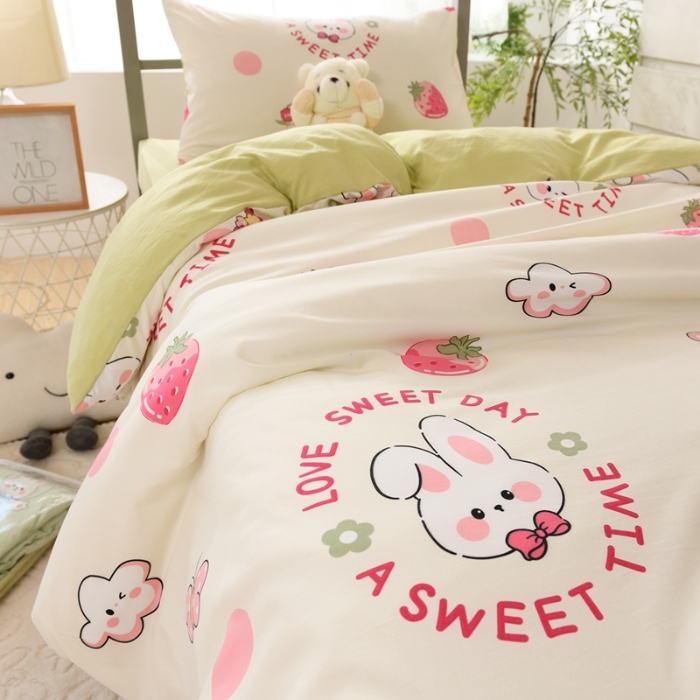 91家纺网 家纺一手货源 找家纺 （总）2025新款卡通小清新ins风学生六件套加厚柔软宿舍上下铺床上用品