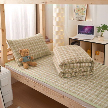 91家纺网 家纺一手货源 找家纺 （总）梦精灵家纺 2025新款全棉色织水洗棉四件套纯棉床盖被套罩枕套学生三件套宿舍单人床-床盖款