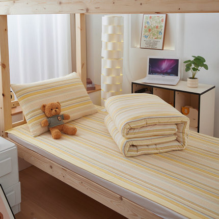 91家纺网 家纺一手货源 找家纺 （总）梦精灵家纺 2025新款全棉色织水洗棉四件套纯棉床盖被套罩枕套学生三件套宿舍单人床-床盖款