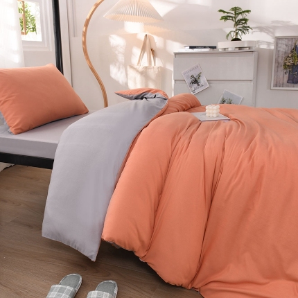 91家纺网 家纺一手货源 找家纺 （总）（总）2025新款纯色双拼水洗棉学生三件套六件套上下铺组合套装床品套件