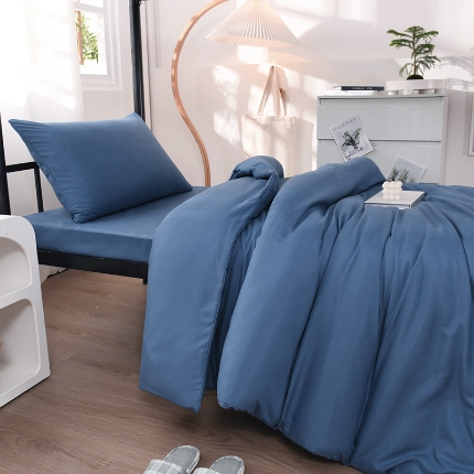 91家纺网 家纺一手货源 找家纺 （总）（总）2025新款纯色双拼水洗棉学生三件套六件套上下铺组合套装床品套件