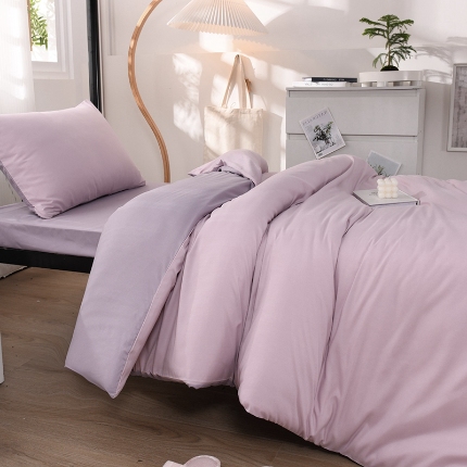 91家纺网 家纺一手货源 找家纺 （总）（总）2025新款纯色双拼水洗棉学生三件套六件套上下铺组合套装床品套件