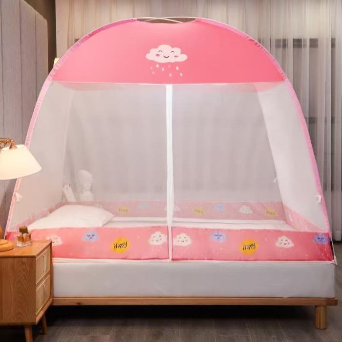 91家纺网 家纺一手货源 找家纺 富缘娜 2023新款免安装蒙古包蚊帐系列-防尘顶款 卡哇云朵