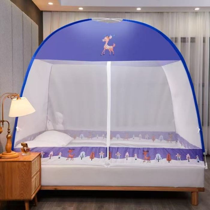 91家纺网 家纺一手货源 找家纺 富缘娜 2023新款免安装蒙古包蚊帐系列-防尘顶款 踏雪