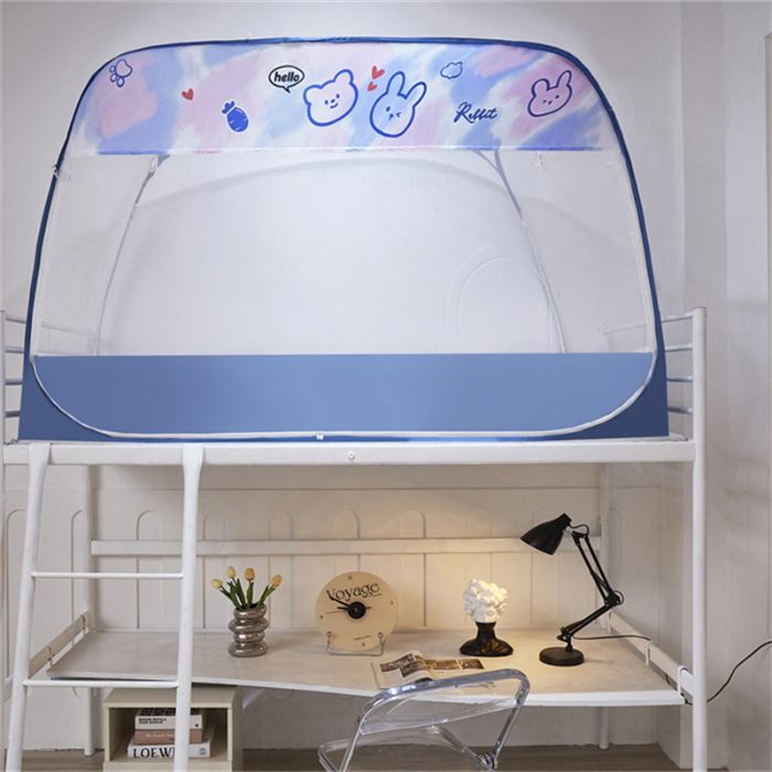 91家纺网 家纺一手货源 找家纺 （总）凌云家纺 2025新款学生蚊帐免安装宿舍上下铺专用蒙古包蚊帐三开门