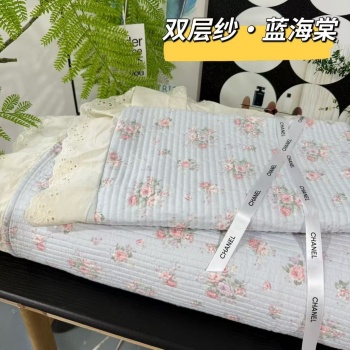 91家纺网 家纺一手货源 找家纺 （总）全棉双层纱床盖三件套 A类母婴级纯棉床盖炕盖夹棉床单