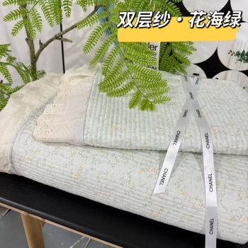 91家纺网 家纺一手货源 找家纺 （总）全棉双层纱床盖三件套 A类母婴级纯棉床盖炕盖夹棉床单