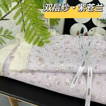 91家纺网 家纺一手货源 找家纺 （总）全棉双层纱床盖三件套 A类母婴级纯棉床盖炕盖夹棉床单