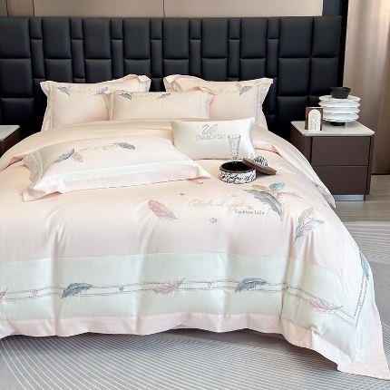 91家纺网 家纺一手货源 找家纺 （总）春夏新品高级感50*50S贡缎长绒棉刺绣四件套纯棉床单全棉床笠高档礼盒装量大价优