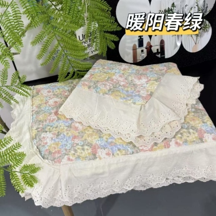 91家纺网 家纺一手货源 找家纺 （总）赫本纯棉床盖三件套 韩国碎花纯棉床盖三件套全棉夹棉床单花边可机洗