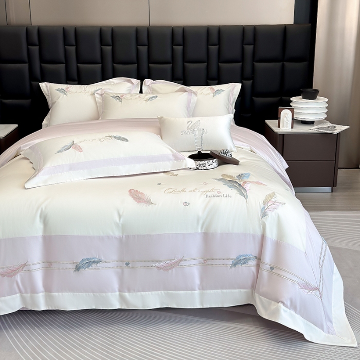 91家纺网 家纺一手货源 找家纺 （总）春夏新品高级感50*50S贡缎长绒棉刺绣四件套纯棉床单全棉床笠高档礼盒装量大价优