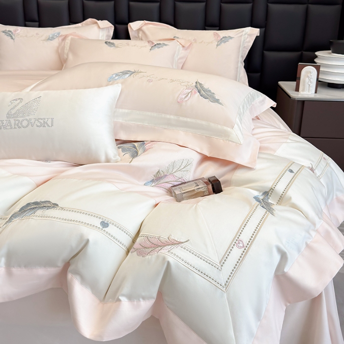 91家纺网 家纺一手货源 找家纺 （总）春夏新品高级感50*50S贡缎长绒棉刺绣四件套纯棉床单全棉床笠高档礼盒装量大价优