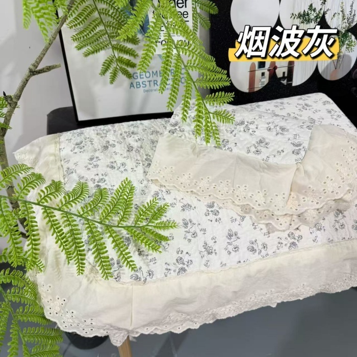 91家纺网 家纺一手货源 找家纺 （总）赫本纯棉床盖三件套 韩国碎花纯棉床盖三件套全棉夹棉床单花边可机洗