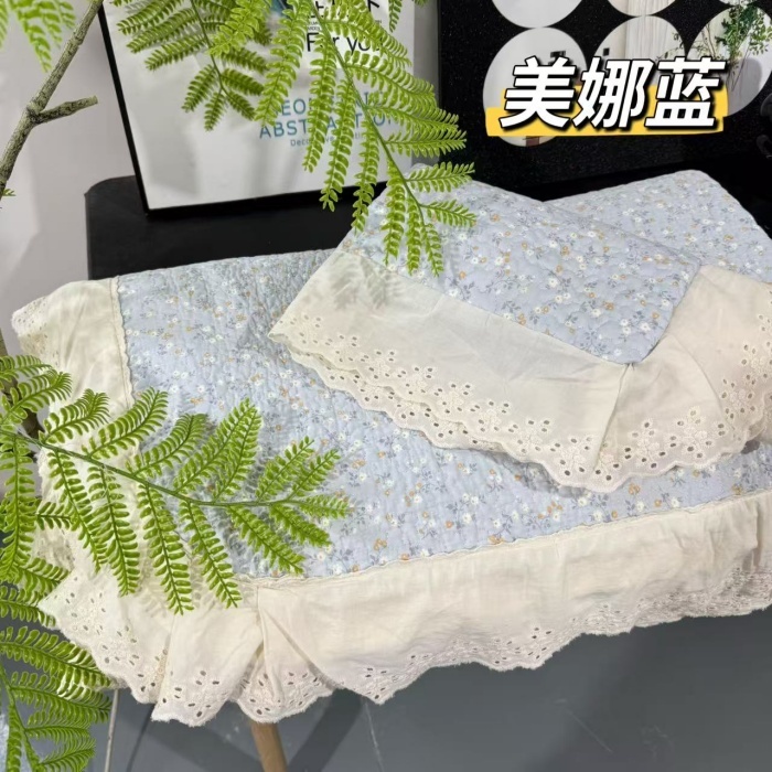 91家纺网 家纺一手货源 找家纺 （总）赫本纯棉床盖三件套 韩国碎花纯棉床盖三件套全棉夹棉床单花边可机洗