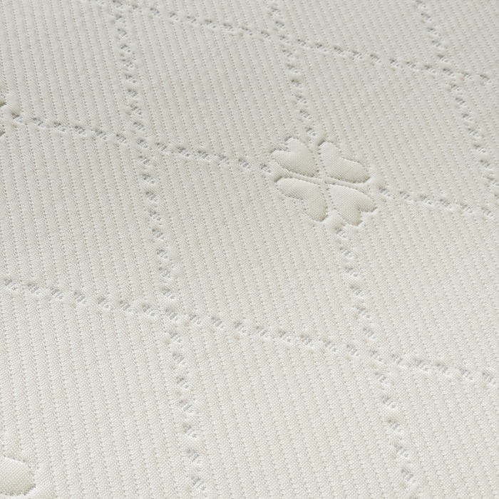 91家纺网 家纺一手货源 找家纺 苏米娜 2025新款百分百中分子凉感席大版冰感床裙款凉席三件套  四叶草-奶白 