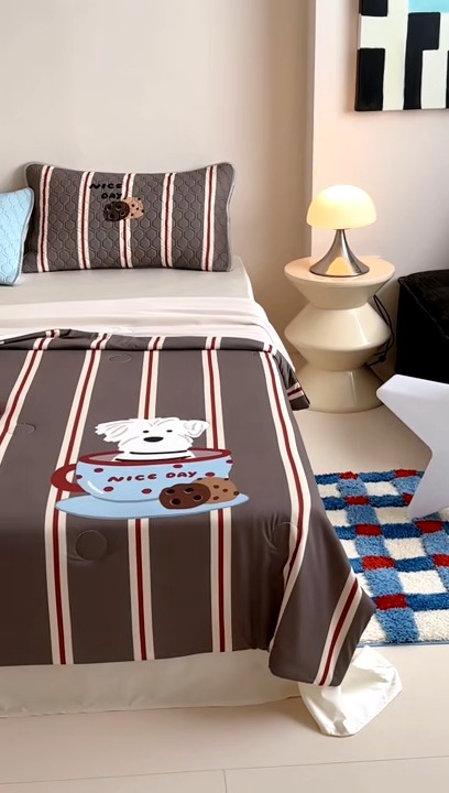 91家纺网 家纺一手货源 找家纺 （总）RYB红黄兰 A类2025新款INS原创大版卡通冰皮锦氨超凉感夏被夏凉被空调被